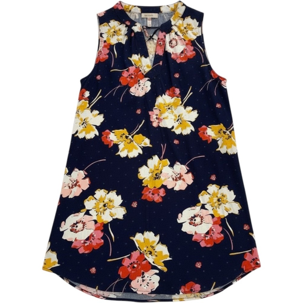 Old Navy Shift Dress Womens L Navy Blue Floral Sleeveless  Split Neck